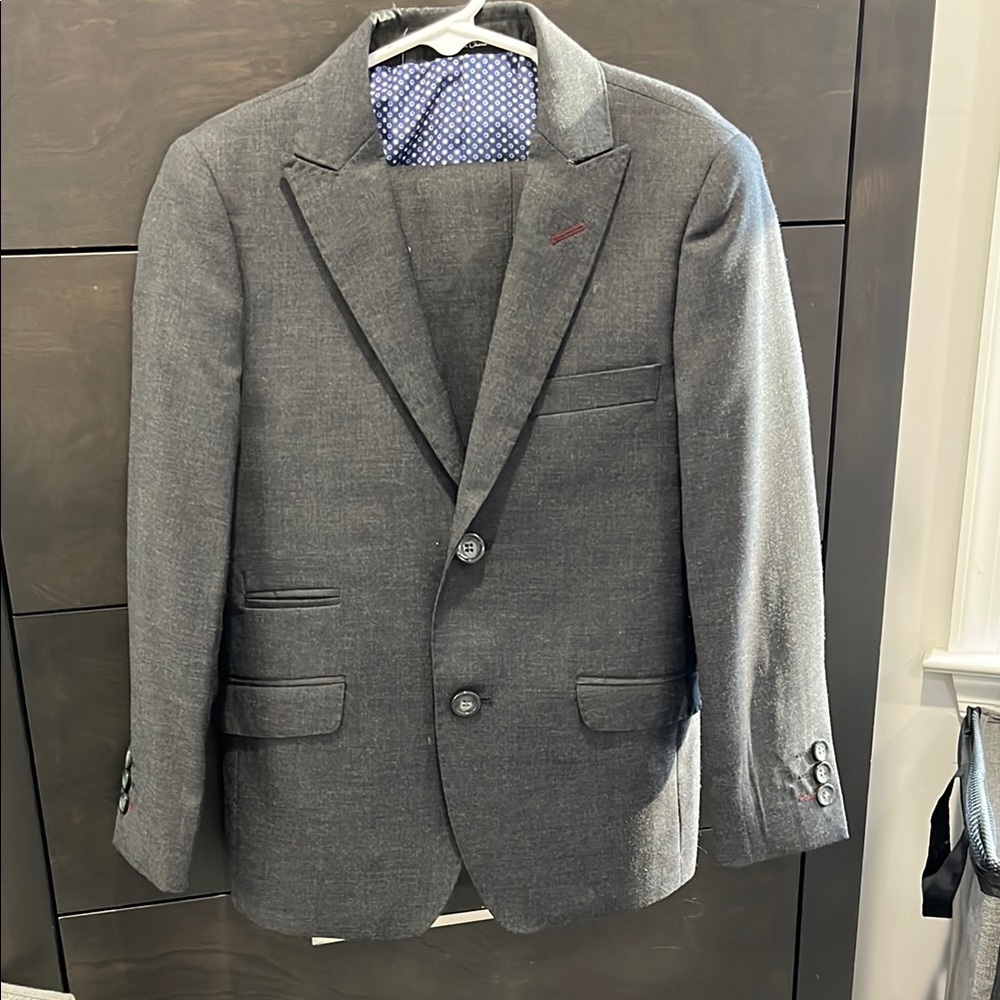 Boys T.O. Collection size 7 charcoal grey slim fit suit with extra pair of pants